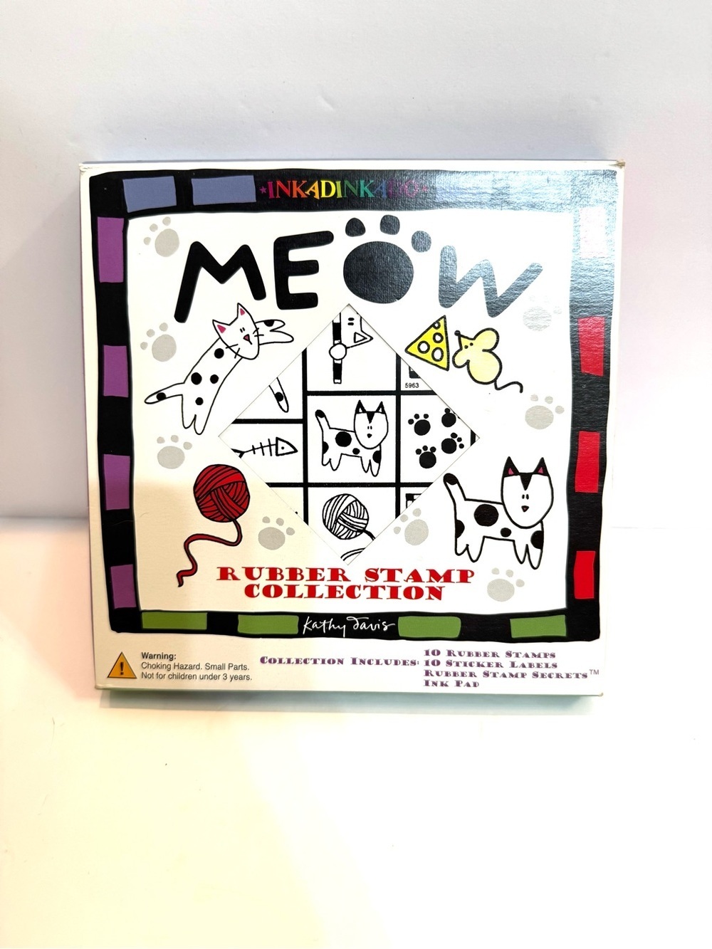 Inkadinkado 10 Rubber Stamps Set - "Meow" - Kathy Davis Cat Designs Collection